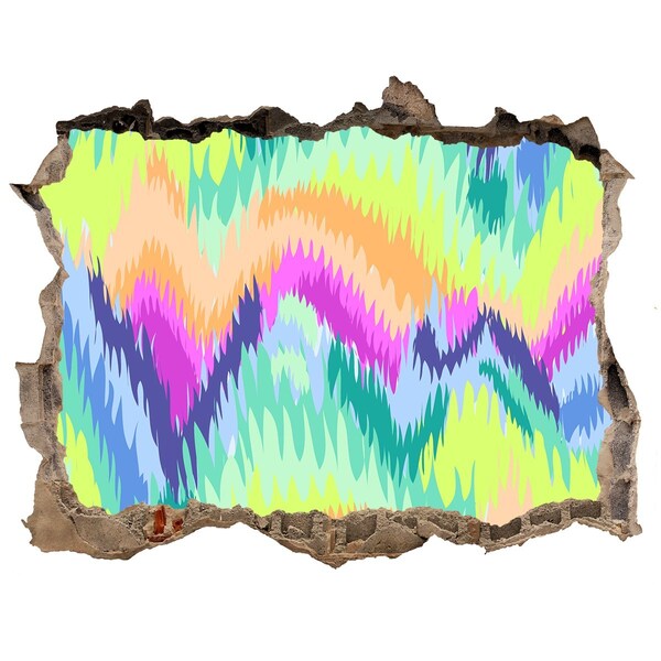 Zelfklevende muursticker 3D gat Een kleurrijke golf op de muur