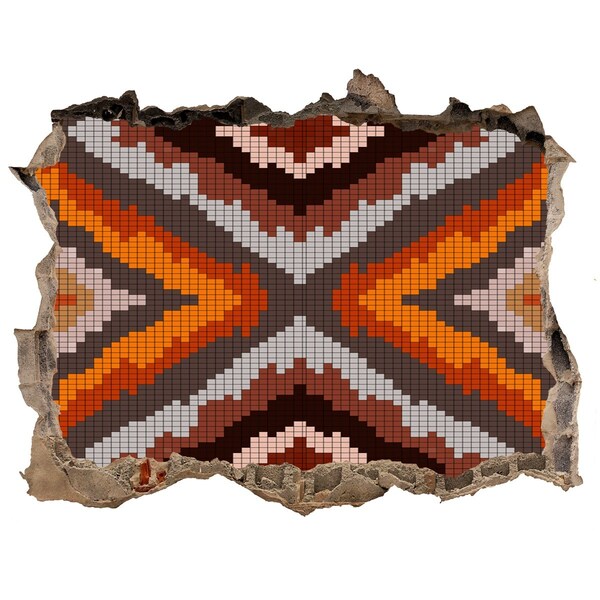 Wandsticker 3D doorkijk Mozaïekpatronen in aardse kleuren