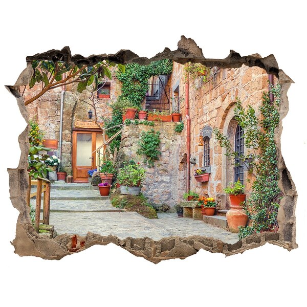 Wandsticker 3D doorkijk Een charmant stadje in Toscane