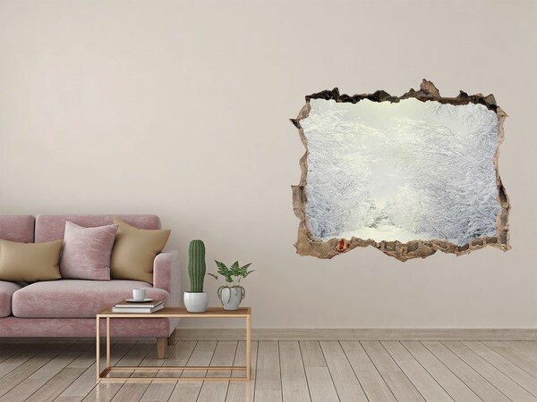 Zelfklevende 3D wandsticker illusie Winterlandschap achter de muur