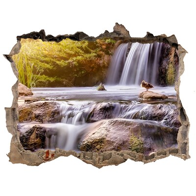Wandsticker 3D doorkijk Waterval in het bos