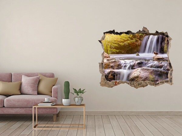 Wandsticker 3D doorkijk Waterval in het bos