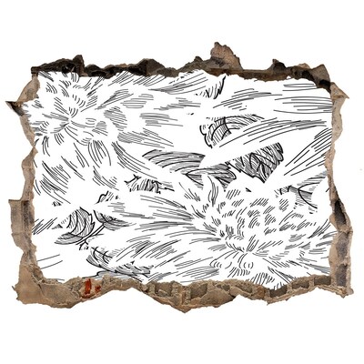 Zelfklevende muursticker 3D gat Gat in de muur Bloemenpatroon