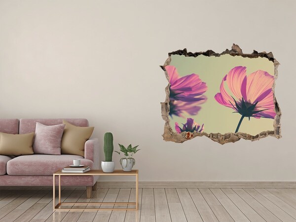 Zelfklevende muursticker 3D gat Bloemen door een gat in de muur