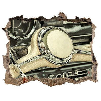 Zelfklevende 3D wandsticker illusie De stijlvolle cockpit van een klassieke auto