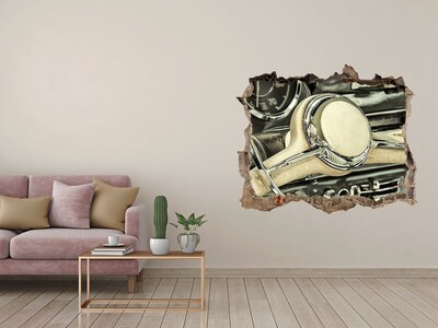 Zelfklevende 3D wandsticker illusie De stijlvolle cockpit van een klassieke auto