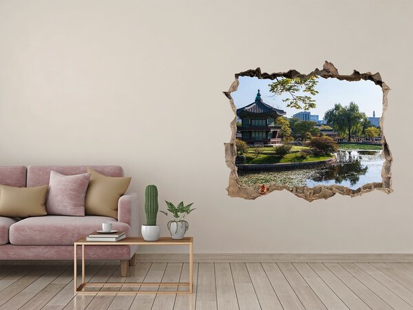 Zelfklevende 3D wandsticker illusie Aziatische tuin
