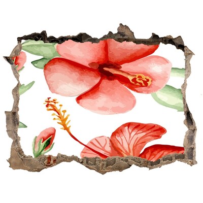 Wandsticker 3D doorkijk Bloementuin achter de muren