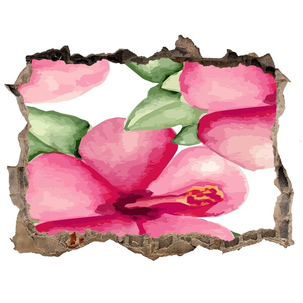 Zelfklevende 3D wandsticker illusie Een bloemenparadijs achter de muur.