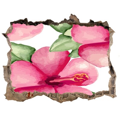 Zelfklevende 3D wandsticker illusie Een bloemenparadijs achter de muur.