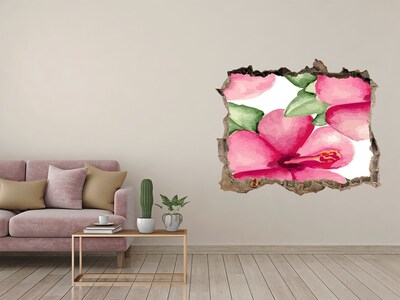 Zelfklevende 3D wandsticker illusie Een bloemenparadijs achter de muur.