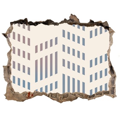 Wandsticker 3D gat met uitzicht Stedelijke charme achter de muur