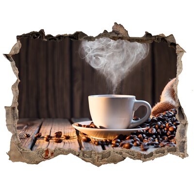Zelfklevende 3D wandsticker illusie Koffie in een gezellig café