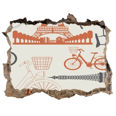 Zelfklevende muursticker 3D gat Parijs in detail