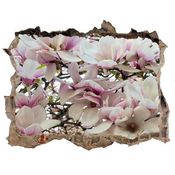 Wandsticker 3D gat met uitzicht Magnolia Bloemenparadijs