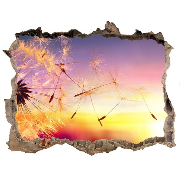 Wandsticker 3D doorkijk Bloemendromen bij zonsondergang