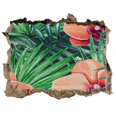 Zelfklevende 3D wandsticker illusie Een bloemenparadijs in de tropen