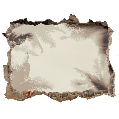 Wandsticker 3D doorkijk Tropische oase achter de muur