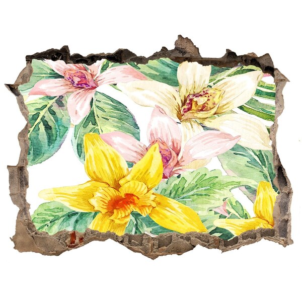 Zelfklevende 3D wandsticker illusie Bloementuin achter de muur