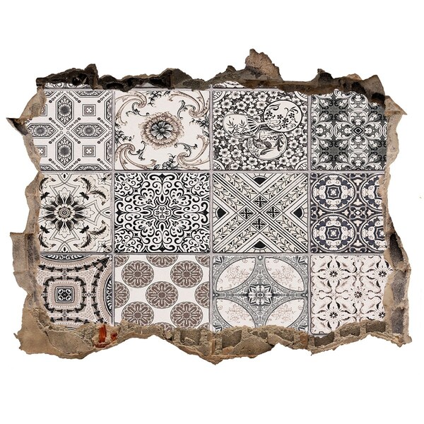 Wandsticker 3D doorkijk Tegels in vintage stijl