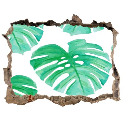 Zelfklevende 3D wandsticker illusie Groene jungle achter de muur