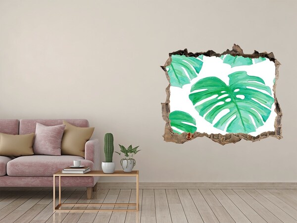 Zelfklevende 3D wandsticker illusie Groene jungle achter de muur
