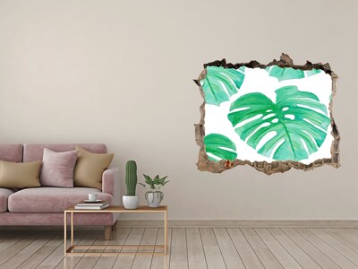 Zelfklevende 3D wandsticker illusie Groene jungle achter de muur