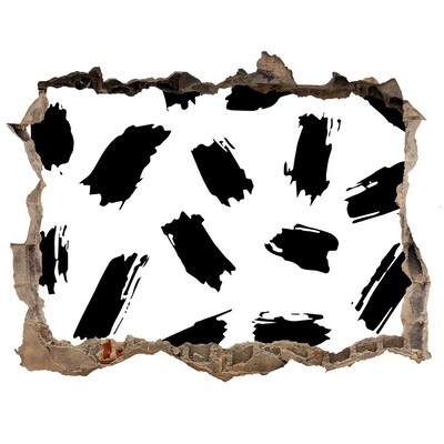 Wandsticker 3D gat met uitzicht Een beschadigde muur met abstracte strepen.