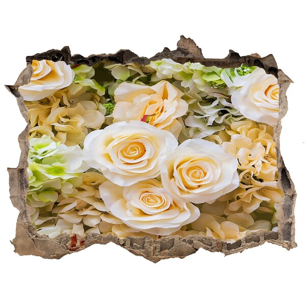 Wandsticker 3D doorkijk Een bloemenparadijs achter de muur.