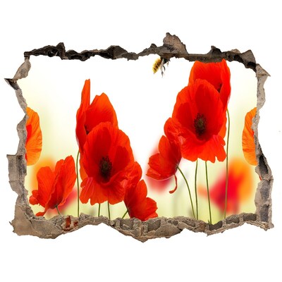 Zelfklevende 3D wandsticker illusie Bloemenparadijs met een bij