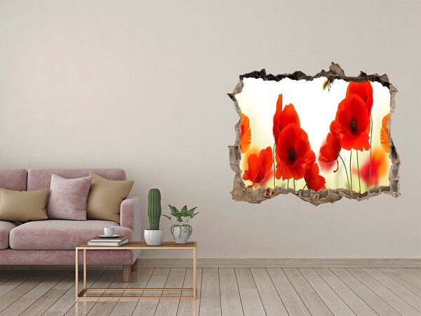 Zelfklevende 3D wandsticker illusie Bloemenparadijs met een bij