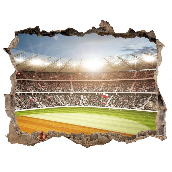 Wandsticker 3D gat met uitzicht Het stadion in actie.