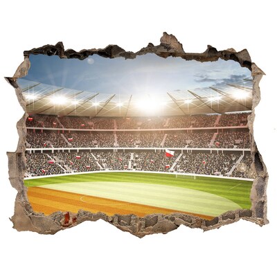 Wandsticker 3D gat met uitzicht Het stadion in actie.