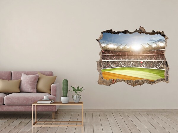 Wandsticker 3D gat met uitzicht Het stadion in actie.