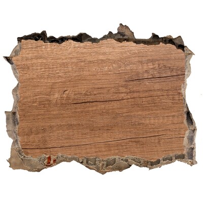 Wandsticker 3D doorkijk Een beschadigde muur met een houten plank.