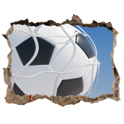Wandsticker 3D doorkijk Voetbal in de lucht