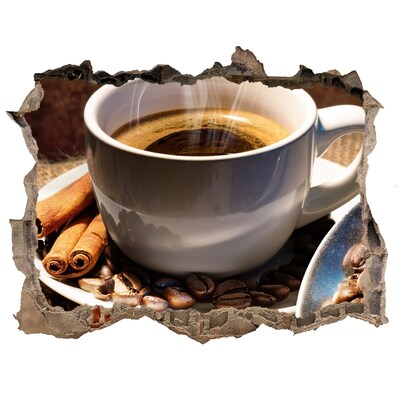 Wandsticker 3D gat met uitzicht Koffie met kaneel