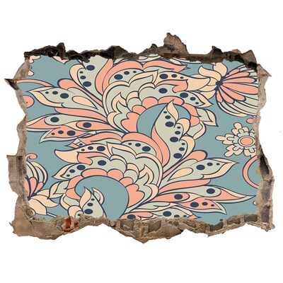 Zelfklevende muursticker 3D gat Gat in de muur Bloemenpatroon