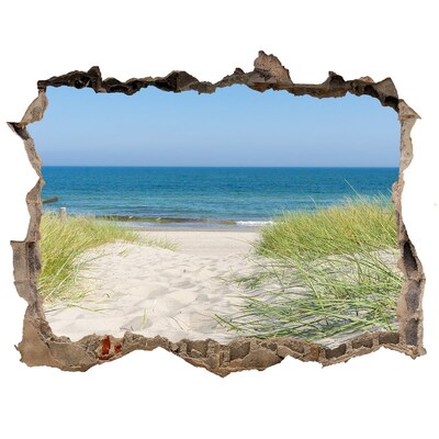 Zelfklevende 3D wandsticker illusie Uitzicht op het strand