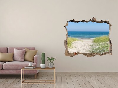 Zelfklevende 3D wandsticker illusie Uitzicht op het strand
