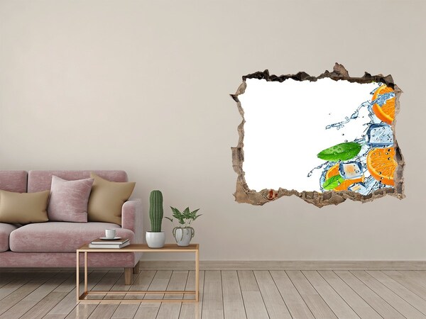 Wandsticker 3D doorkijk Verfrissende citruscocktail