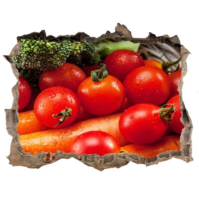 Zelfklevende 3D wandsticker illusie Verse groenten uit de tuin
