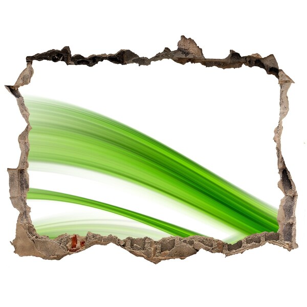 Zelfklevende 3D wandsticker illusie Groene weide door een gat in de muur