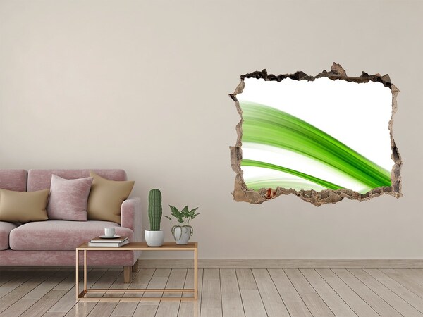 Zelfklevende 3D wandsticker illusie Groene weide door een gat in de muur