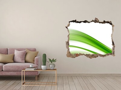 Zelfklevende 3D wandsticker illusie Groene weide door een gat in de muur