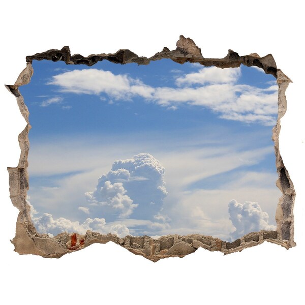 Zelfklevende 3D wandsticker illusie De hemel is vol wolken.