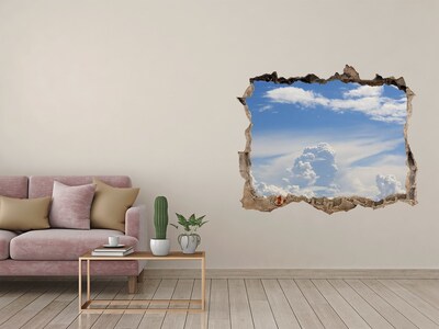 Zelfklevende 3D wandsticker illusie De hemel is vol wolken.