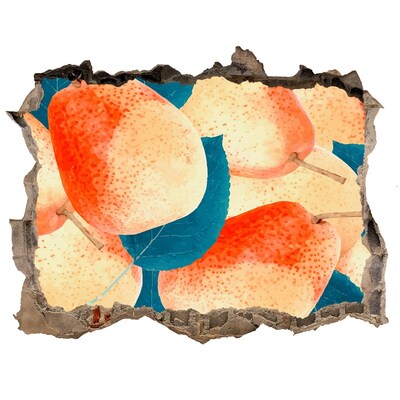 Wandsticker 3D gat met uitzicht Fruitparadijs achter de muur