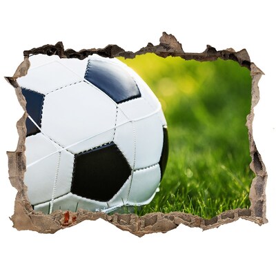 Wandsticker 3D doorkijk Voetbal op het veld