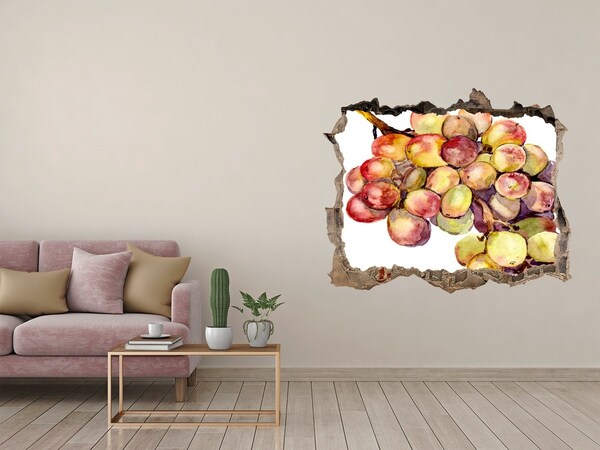 Wandsticker 3D gat met uitzicht Fruit in een gat in de muur